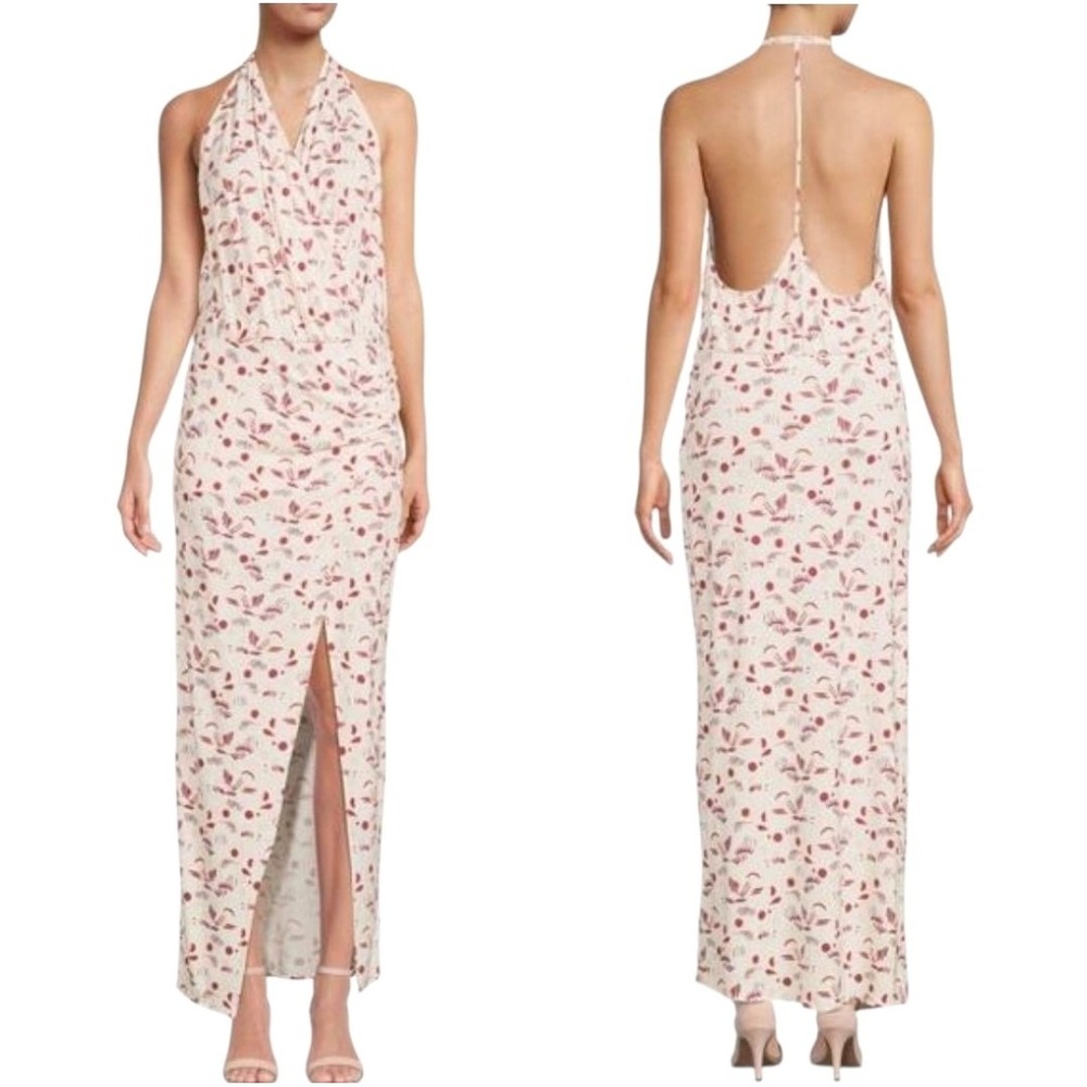 Free People Ivory Red Daria Graphic Maxi Dress M Beachy Boho Resort Vacation